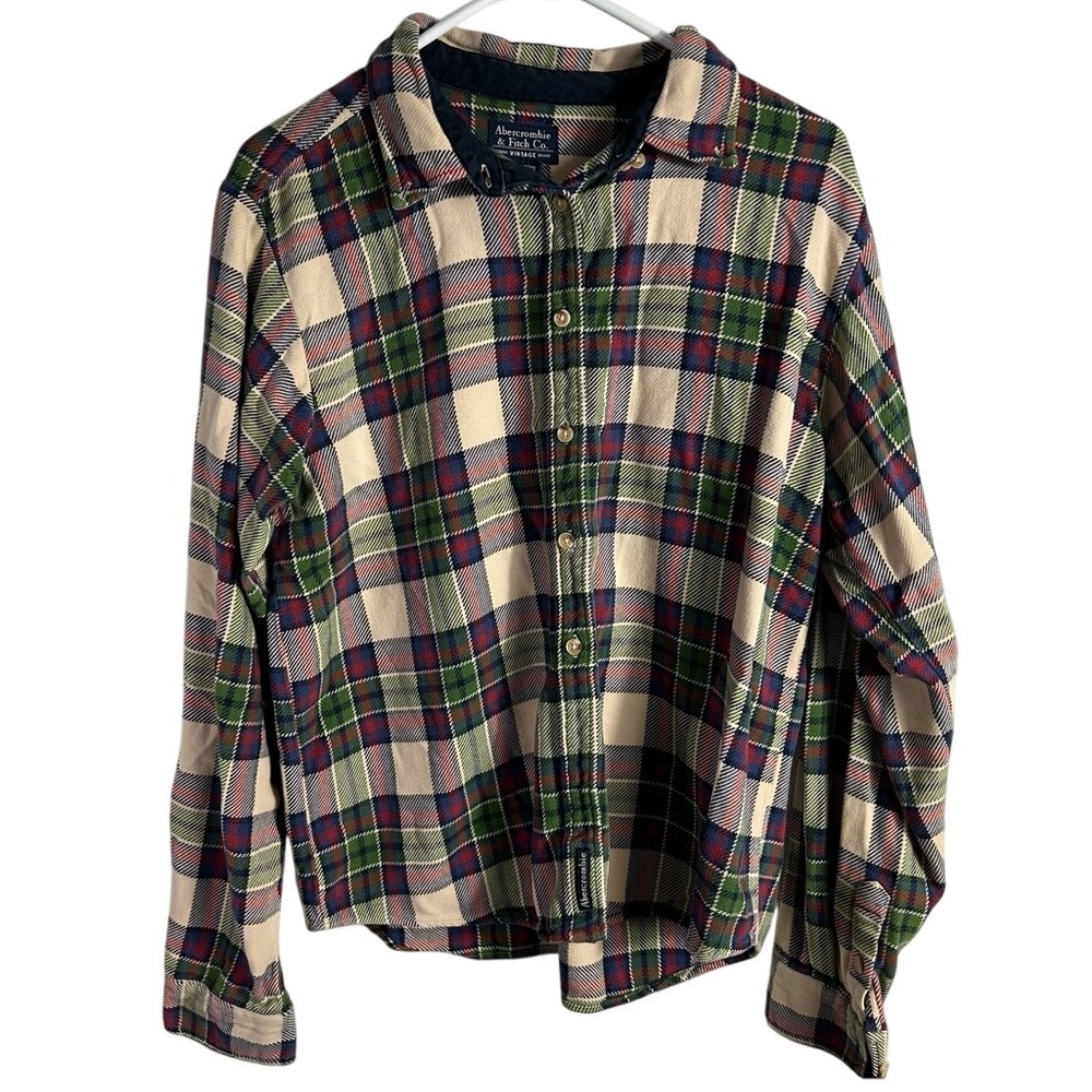 Abercrombie & Fitch Men's Multicolor Plaid Button Down Size Large 100% Cotton